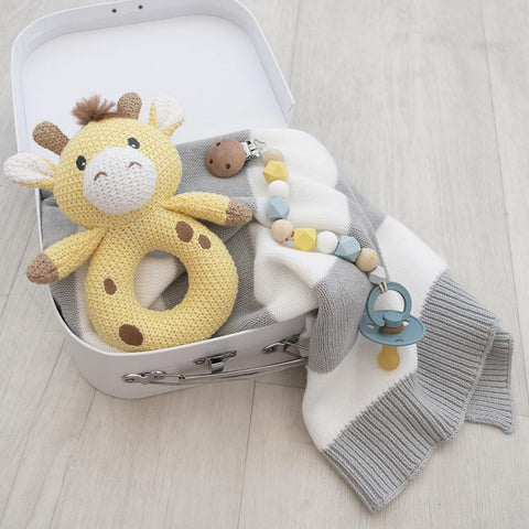 Noah the Giraffe Knitted Grab Rattle Newborn Baby Shower Gift Idea