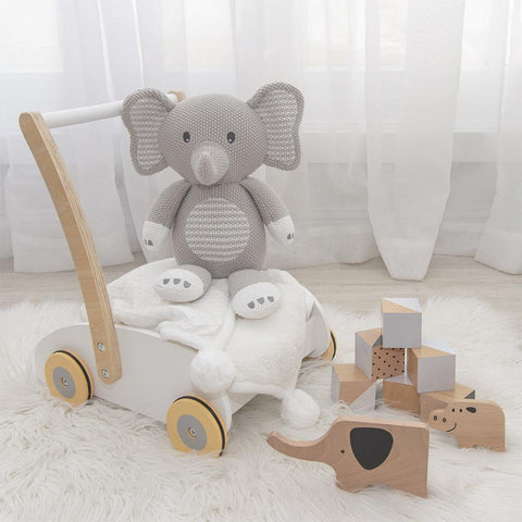 Mason the Elephant Baby Knit Soft Toy Doll Baby Shower Nursery Decor Gift Idea