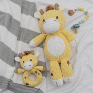 Noah the Giraffe Knitted Grab Rattle Newborn Baby Shower Gift Idea