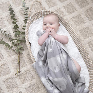 Grey Koala 100 % Cotton Knitted Baby Blanket