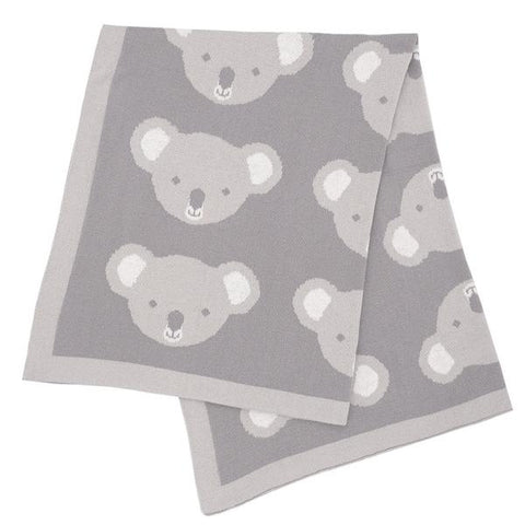 Grey Koala 100 % Cotton Knitted Baby Blanket