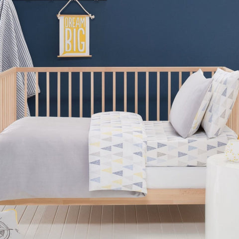 Alexander Grey Cot Quilt Cover, Pillow Case & Wool Quilt Nursery Baby Bedding Set