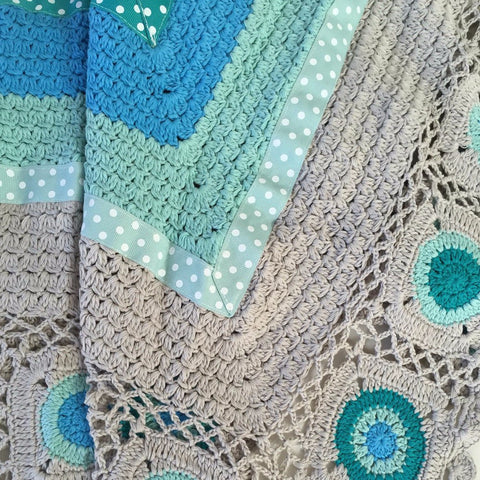 Hand Crochet baby blanket in Teal
