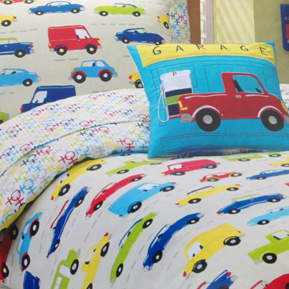Traffic Jam Filled Truck Boys Bedroom Decorator Cushion
