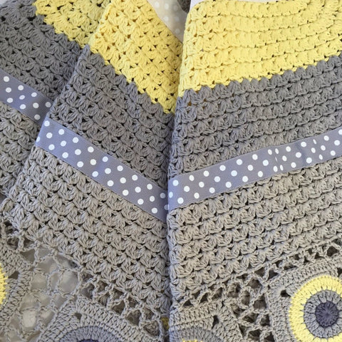 Hand Crochet Baby Blanket in Lemon