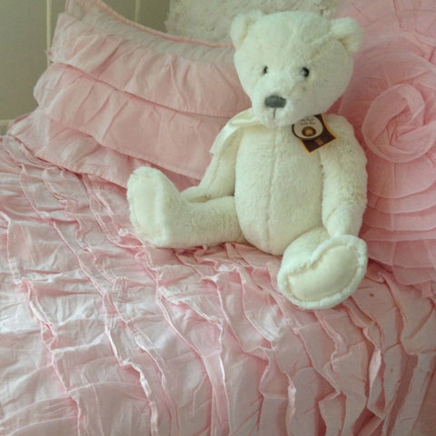 Shabby Chic Ruffle Cot Quilt & Cushion Cover  Set in Pink