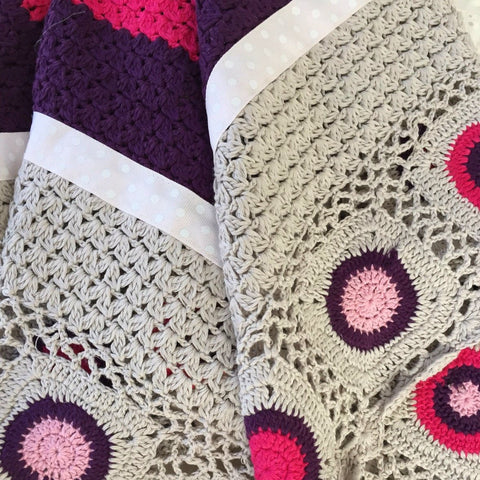 Hand Crochet baby blanket in Hot Pink