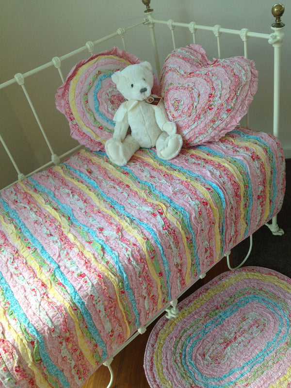 Shabby Chic Millie Frill Heart Cushion