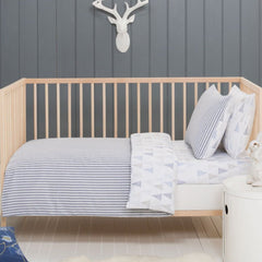 3 Piece Nursery Bedding Cooper Blue Baby Cot Quilt Package.
