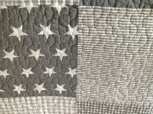 Lachlan Cotton Quilted Patchwork Hamptons Stars Throw Rug in Grey