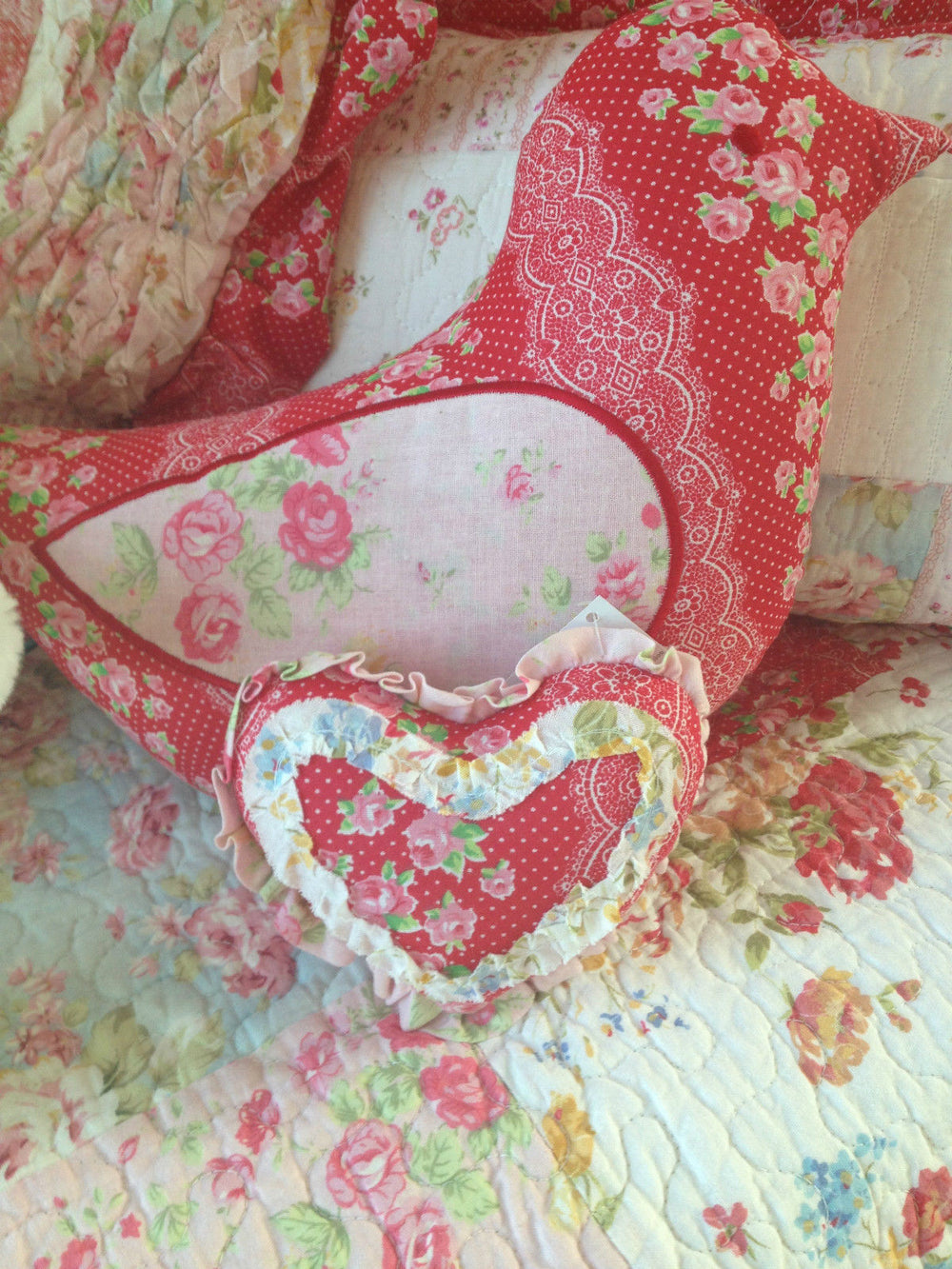 Heart Baby Rattle Emma Raspberry Floral