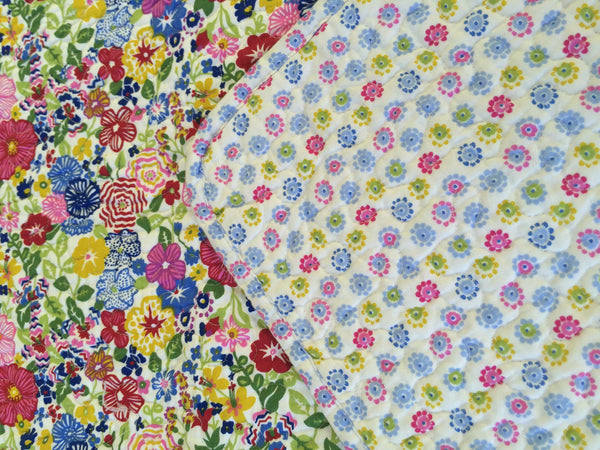 3 pce Primrose Floral Cot Quilt Decorator Cushion & Bunting Flags Package