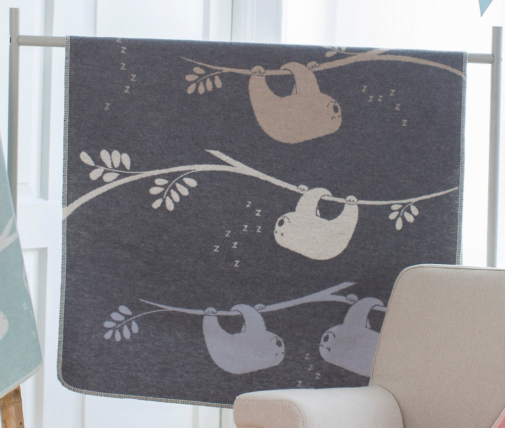 Grey Sloths Baby Pram Bassinet Blanket