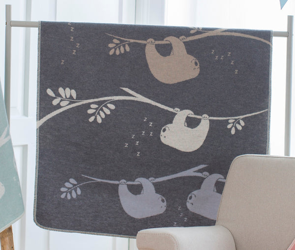 Grey Sloths Baby Pram Bassinet Blanket