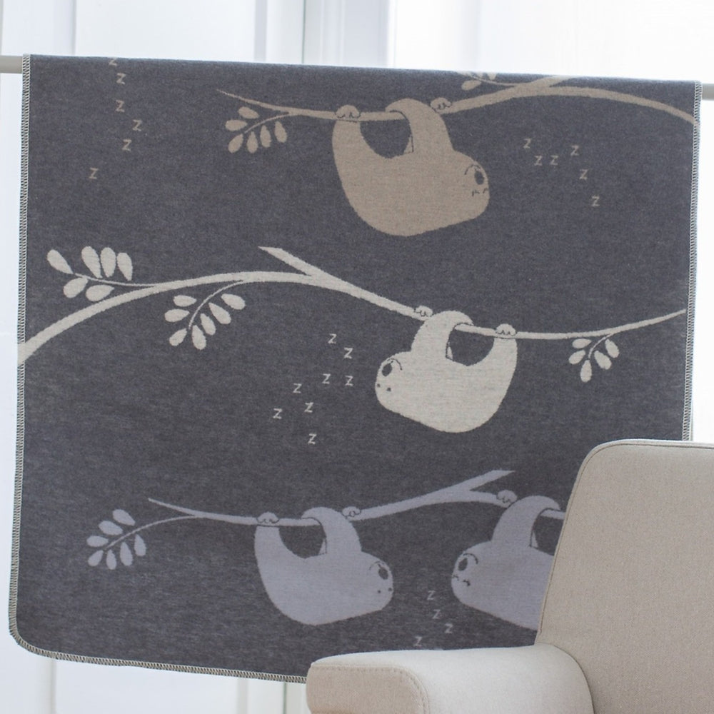 Grey Sloths Baby Pram Bassinet Blanket