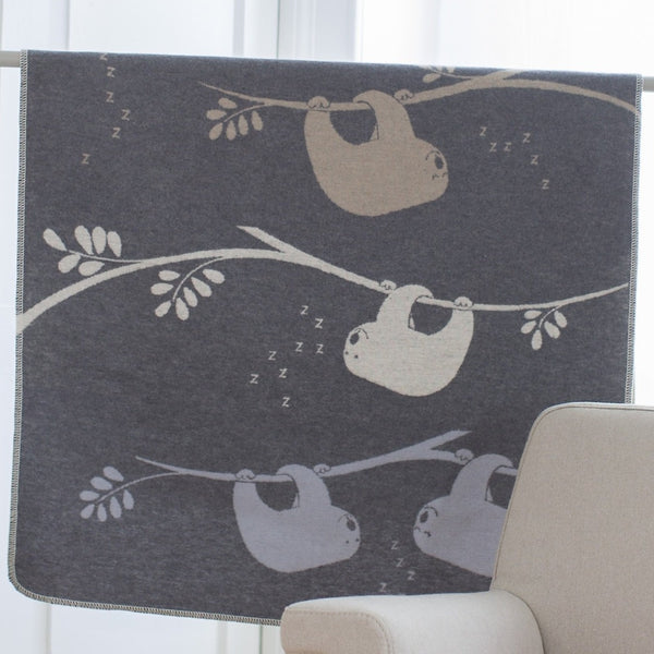Grey Sloths Baby Pram Bassinet Blanket