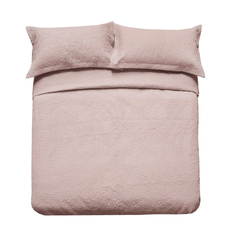 Shell Pink Botanica Embossed Coverlet Bedcover Bedspread Set. Two Sizes to choose from !