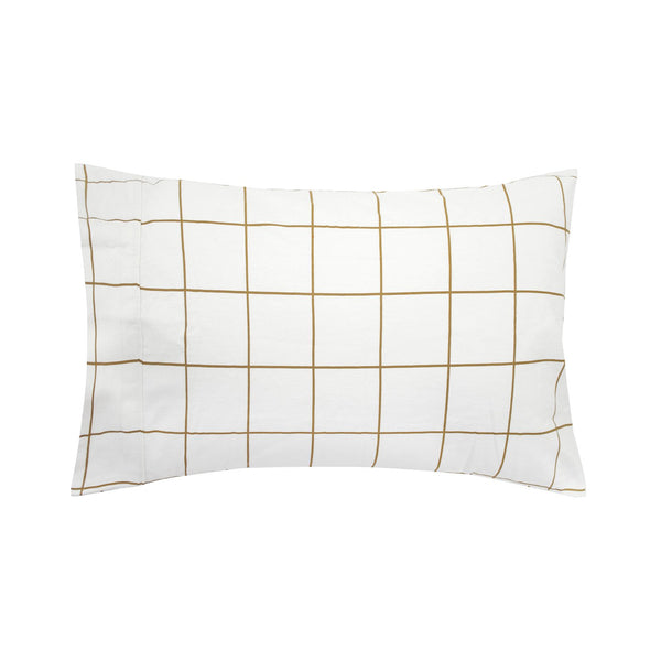 Ivory & Mustard Check Carrington Flannelette Sheet Set.