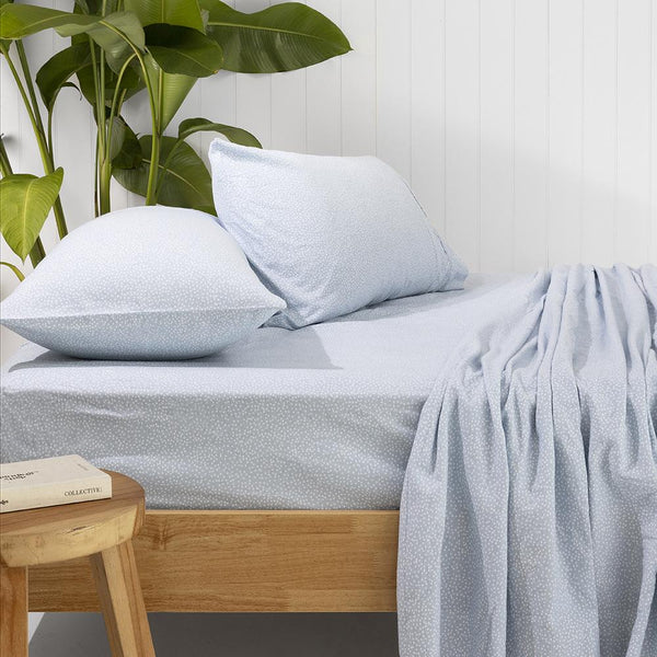 Spot Flannelette Sheet Sheet Set in Blue