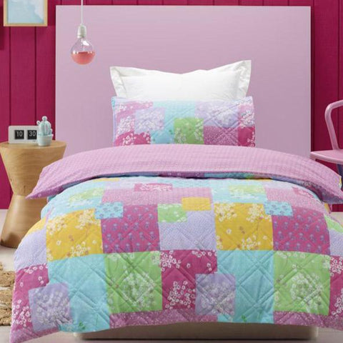 Bella Padded Quilt Cover & Pillow Cases Set Kids Bedding