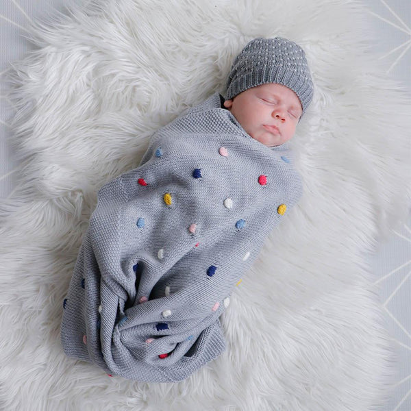 Grey Confetti Premium Cotton Baby Blanket in Gift Box