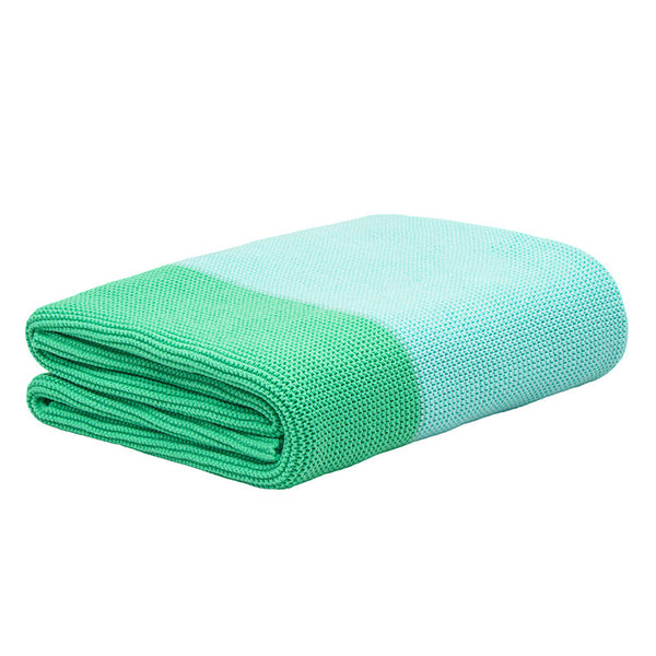 Bambury Two Tone Dimity Knit Throw Rug – Sky / Lagoon