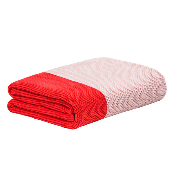 Bambury Two Tone Dimity Knit Throw Rug – Blush / Crimson