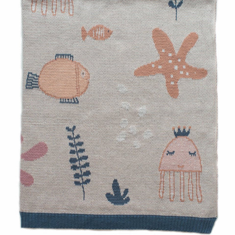 Girls Under The Sea  Cotton Knit Baby Blanket Indus Design