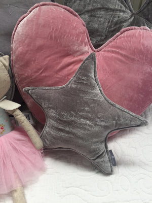 Small Grey Velvet Star Cushion