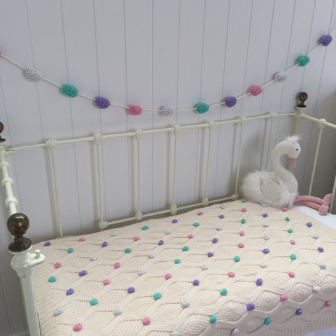 Fairy Floss Baby Crochet Bunting Pom Pom