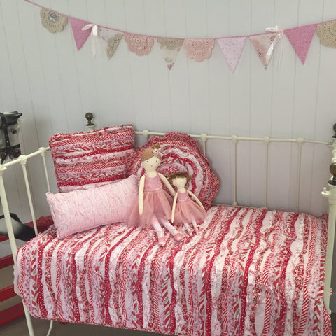 Indie Frill Ruffles Cot Quilt Coverlet
