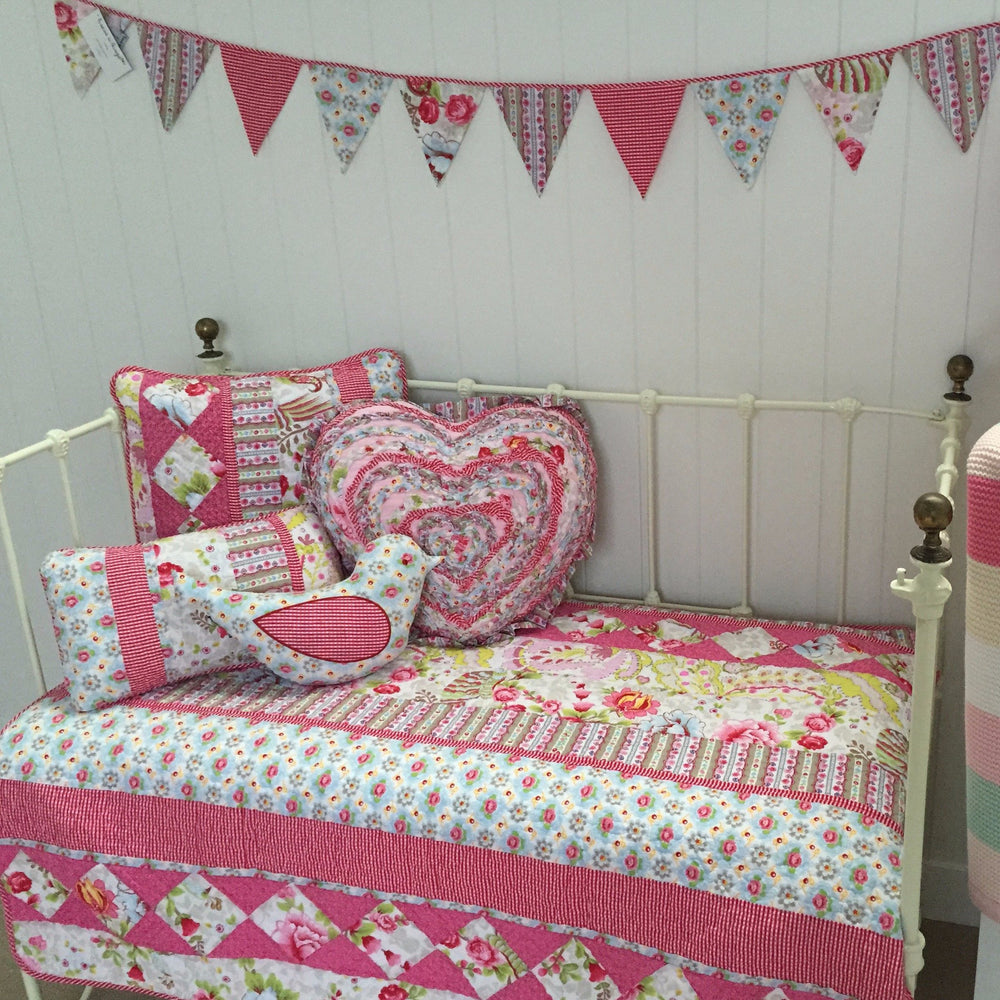Cotton Quilted Stella Floral Cot Quilt Coverlet