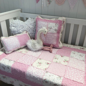 Mia Square Shabby Chic Pink Floral Cushion Cover