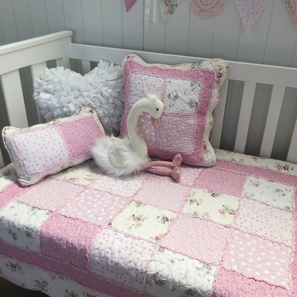 Mia Square Shabby Chic Pink Floral Cushion Cover