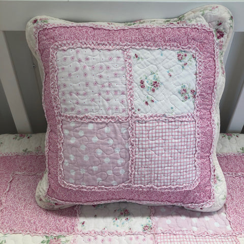 Mia Square Shabby Chic Pink Floral Cushion Cover