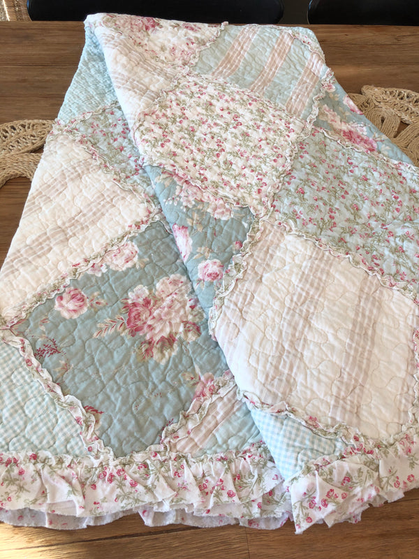 Country Charm Floral Multi Quilted Patchwork Cotton Throw Rug