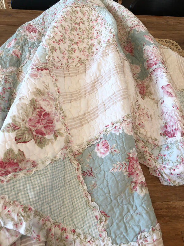 Country Charm Floral Multi Quilted Patchwork Cotton Throw Rug