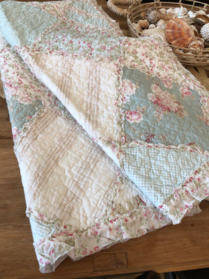 Country Charm Floral Multi Quilted Patchwork Cotton Throw Rug