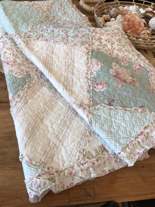 Country Charm Floral Multi Quilted Patchwork Cotton Throw Rug