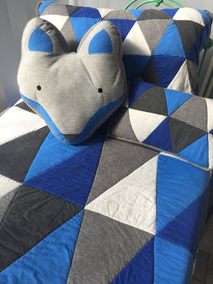 Leo Blue & Grey Fox Jersey Novelty Cushion