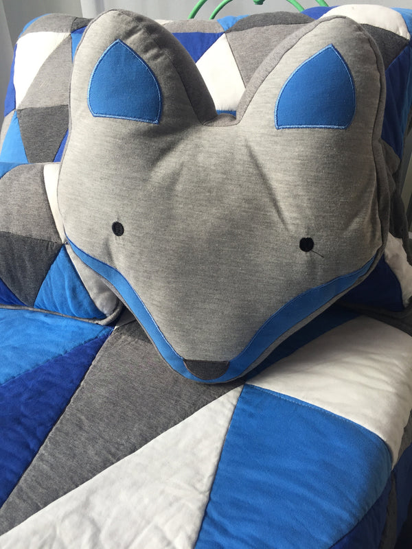 Leo Blue & Grey Fox Jersey Novelty Cushion