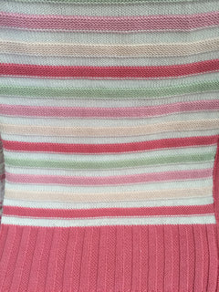 Striped Cotton Knit Baby Cot Pram Blanket in Pink or Blue