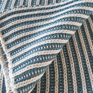 Di Lusso Living Minna Aqua & Cream Cotton Knit Throw Rug