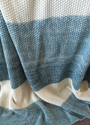 Di Lusso Living Kassa Aqua & Natural Cotton Knit Throw Rug