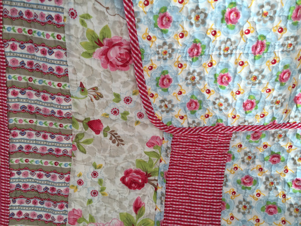 Stella Cotton Quilted Floral Throw Rug
