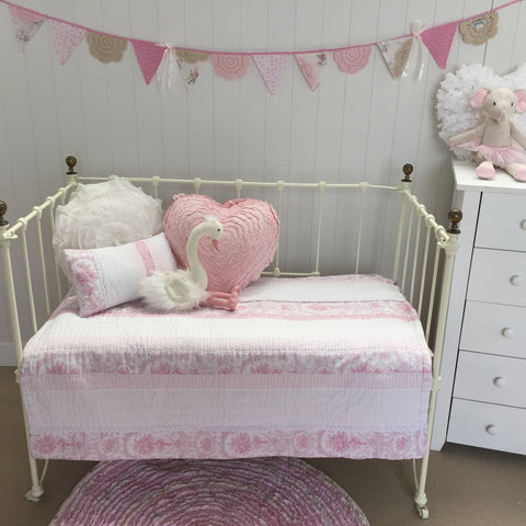 Juliet Pink Cot Quilt Nursery Bed Linen Bedding