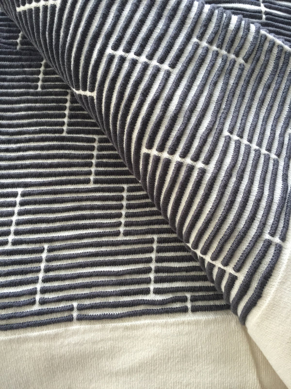 Rib Knit Cotton Slate Natural Throw Rug