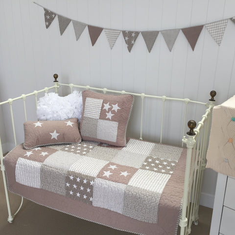Lachlan Cot Quilt Nursery Coverlet in Natural
