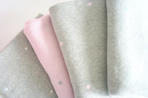 Pink & Grey Bunny & Dots Stroller or Bassinet Blanket Reversible  Baby Blanket
