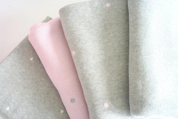 Pink & Grey Bunny & Dots Stroller or Bassinet Blanket Reversible  Baby Blanket